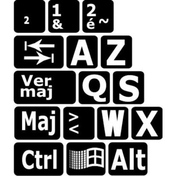Autocollants agrandis contrastés pour les claviers des malvoyants Autocollants agrandis contrastés pour les claviers des malvoyants